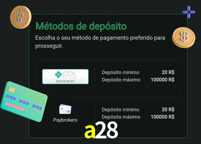 O cassino a28 oferece uma grande variedade de métodos de pagamento